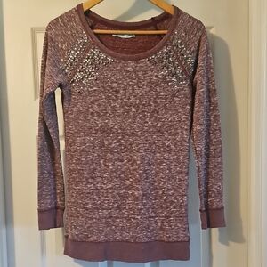 Embellished  Mauve Long Sleeve Sweater